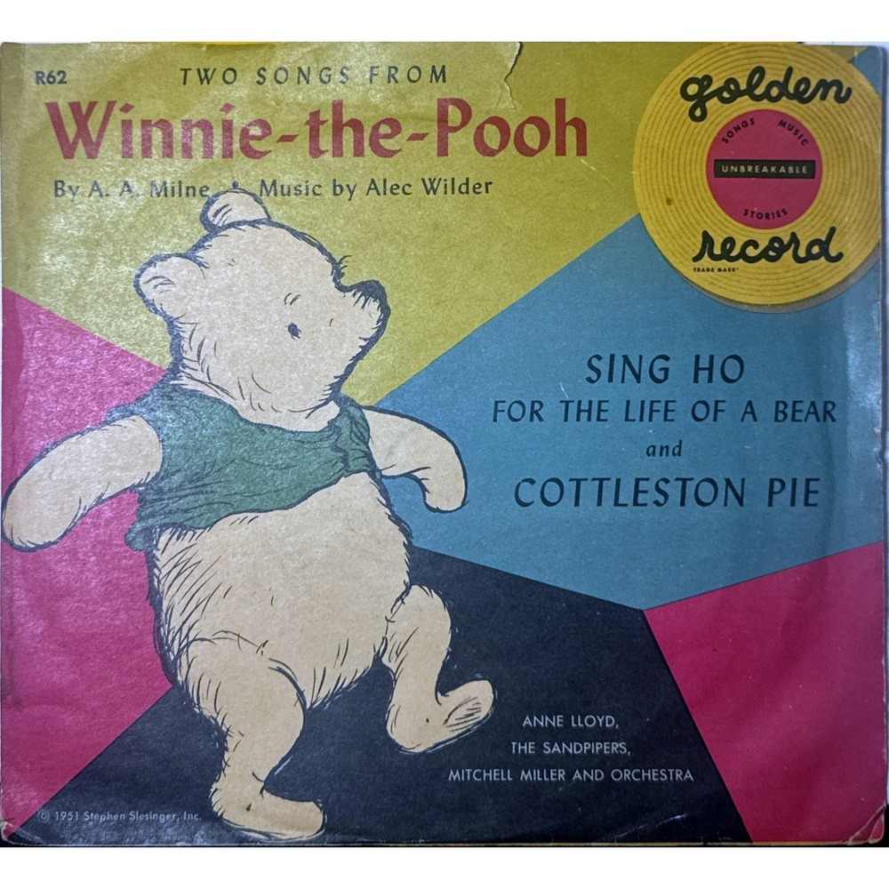 VTG Winnie the Pooh Golden Record R62 Sing Ho Cottleston Pie Yellow Vinyl 45rpm